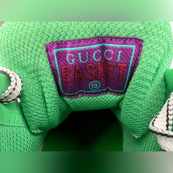 Gucci Basket Distressed Basketball Demetra Vegan Sneaker UK 13